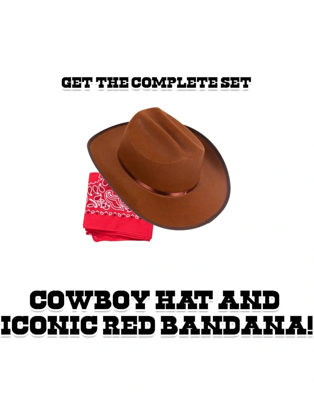 kangaROOS Brown Felt Cowboy Hat with Red Bandana